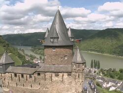 WS View of Stahleck Castle near Bacharach / Rhine-Valley,  Rhineland-Palatinate, Germany Stock Footage