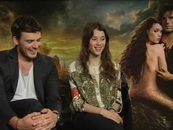 INTERVIEW Astrid Berges-Frisbey, Sam Clafin on playing a mermaid at the Pirates of the Caribbean - On Stranger Tides junkets at London England. (Footage by WireImage Video/GettyImages) Stock Footage