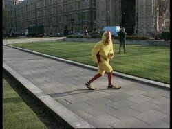 UK: LONDON: CONSERVATIVES SEND 6 FOOT CHICKEN INTO ELECTION BATTLE News Clip