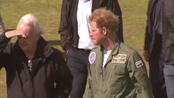 Prince Harry inspecting a Spitfire at Goodwood News Clip