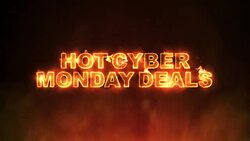 Hot Cyber Monday Deals Text on Fire Stock Footage