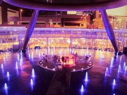 Playing With Colorful Fountain Stock Footage