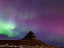 HD Time Lapse : Kirkjufell and Aurora Stock Footage