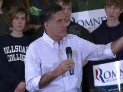 Mitt Romney address crowd at Arapahoe High School rally on eve of Colorado caucus Stock Footage