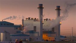 HD: Electrical Power Generating Plant at Dusk Stock Footage