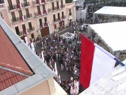 ATMOSPHERE Palace square at the Monaco Royal Wedding: First Appearance of Married Couple at Monaco . (Footage by WireImage Video/Getty Images Entertainment Video) Stock Footage
