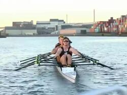 Rowers from local private schools, elite athletes and members of the public train on the Yarra River. Stock Footage