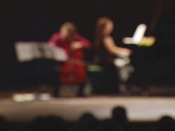 defocus - classical duet on stage Stock Footage