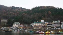 Lake at Kawaguchiko in Japan Stock Footage