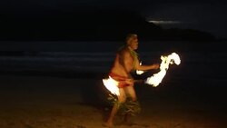 Traditional Hawaiian Fire Knife Hula Dancer Stock Footage