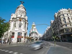 HD Timelapse: Gran Via Madrid Spain Stock Footage