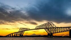 4K Time-lapse: Tokyo Gate Bridge Japan Sunset Stock Footage