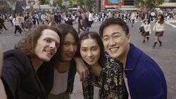 Shibuya Crossing Intersection Selfie Friends Slow motion Tokyo Japan. Stock Footage