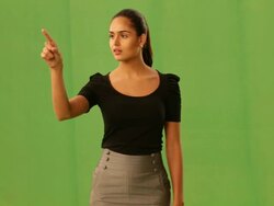 Businesswoman making a imaginary graph Stock Footage