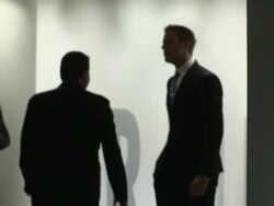 Armie Hammer and Elizabeth Hammer depart Hammer Mu Stock Footage