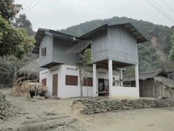 WS house in village / Xam Neua, Laos Stock Footage