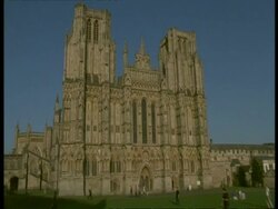 Wells Cathedral, Avon - MS gothic style stone building Stock Footage