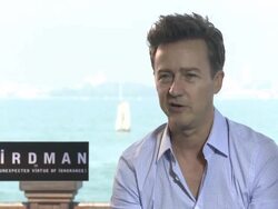INTERVIEW - Edward Norton on the insecurities of acting and examining the creative process at 'Birdman' Interviews - 71st Venice International Film Festival Stock Footage