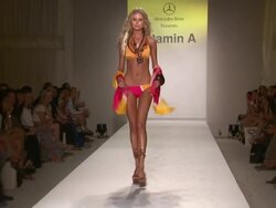 Models walk the runway during the Vitamin A by Amahlia Stevens swimwear 2013 show at the Vitamin A by Amahlia Stevens - Runway - MBFW Miami Swim 2013 Stock Footage