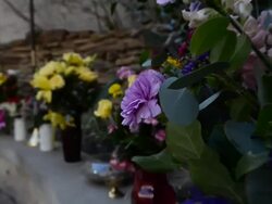 ATMOSPHERE - Mourners gather at a prayer service held at St. David's Episcopal Church following a deadly car accident Stock Footage