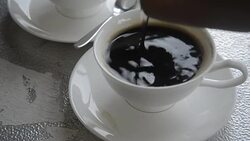 hot coffee in white mug Stock Footage