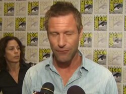 INTERVIEW: Aaron Eckhart on how it feels to be promoting the film at Comic-Con and what was it about this character that attracted him to the role. at the Comic-Con 2010 'Battle: Los Angeles' at San Diego CA. (Footage by WireImage Video/GettyImages) Stock Footage