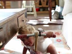 MS Shot of baby boy standing by the couch / Santa Fe, New Mexico, United States  Stock Footage