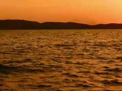 Sunset at the sea, Panning shot Stock Footage
