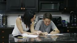 Homework in the Kitchen Stock Footage