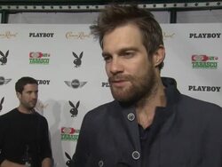 INTERVIEW - Geoff Stults on the party and his superbowl predictions at The Playboy Party Presented By Crown Royal Stock Footage