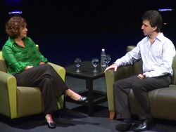 INTERVIEW: Dale Franzen and Jason Robert Brown on the Broad Stage at the The Broad Stage And Helen Hunt Announce Davis Cromer's Production Of Thornton Wilder's 'Our Town' at Santa Monica CA. (Footage by WireImage Video/GettyImages) Stock Footage