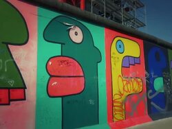 Berlin Wall, Grafitti.PAN Stock Footage