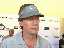 INTERVIEW: Kevin Sorbo on today's event, on making time for charitable causes, on if he's a serious golfer, on if he's been practicing for today's round, and on what he'll bring to his team Stock Footage