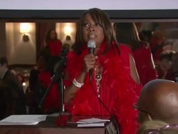 SPEECH: Star Jones says she will be forty nine years old thanks to her doctorsÃ‰ Stock Footage