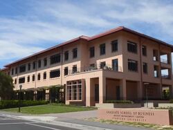 MS Shot of Stanford University Graduate School of Business at Knight Management Center education CA / Stanford University, California, United States Stock Footage