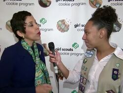 INTERVIEW - Anna Maria ChÃ¡vez at Girl Scouts Kicks Off National Girl Scout Cookie Weekend at Grand Central Terminal Stock Footage