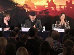 INTERVIEW Steven Spielberg on emulating his favourite directors and how the film is a British film at the War Horse Press Conference Part One at Claridge's Hotel, London, UK on 9th January 2012 Stock Footage