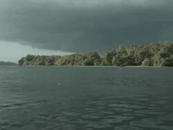 Amazon Sanctuary landscape at sunset with golden light before the rain Stock Footage
