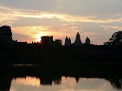HD Video of sunrise at Angkor Wat, Cambodia Stock Footage