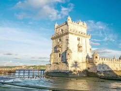 HD Timelapse: Belem Tower ay Lisbon Portugal Stock Footage