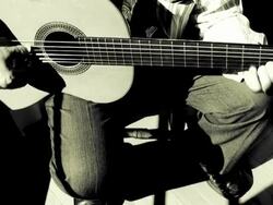 Guitarrist playing Spanish music Stock Footage