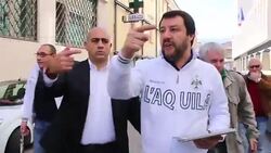 Matteo Salvini in L'Aquila Stock Footage