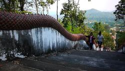 Mother and daughter walk up the stairs Stock Footage