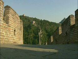 Tourist walking away from camera, Great Wall of China, Mutianyu, China Stock Footage