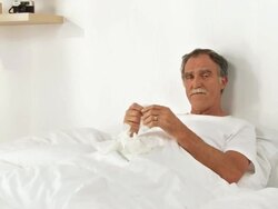 HD DOLLY: Sick Senior Man Stock Footage