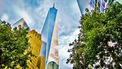 Freedom Tower in sky Stock Footage