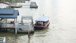 Passenger boat at the pier Stock Footage