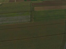 AERIAL WS Roads winding through fields and rural landscape / Rhone-Alpes, France Stock Footage