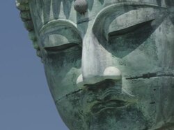 CU PAN Daibutsu-great Buddha of Kotokuin temple / Kamakura, Kanagawa, Japan Stock Footage