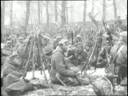 Russian soldiers eat a meal in a snowstorm. News Clip
